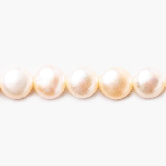 10mm Georgia Pale Peach Button Freshwater Pearls 15.5 inch 40 pieces