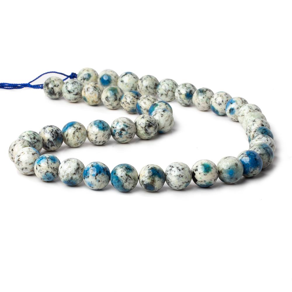 10mm K2 Azurite Granite "K2 Jasper" plain rounds 15 inch 40 beads