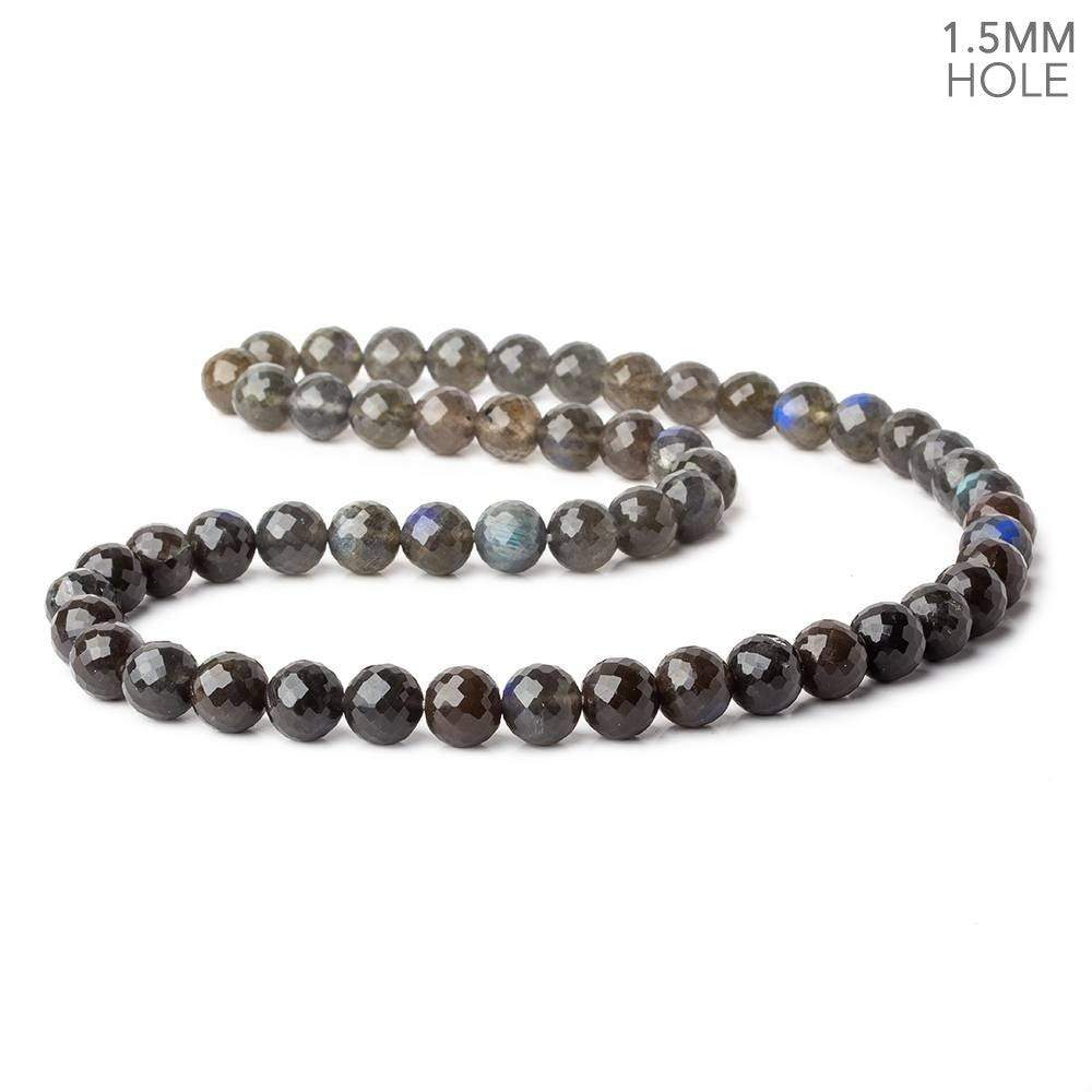 10mm Labradorite faceted rounds 20 inch 54 large hole beads  A
