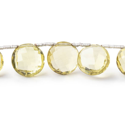 10mm Lemon Quartz Top Drilled Faceted Coin Beads 7 inch 15 pieces