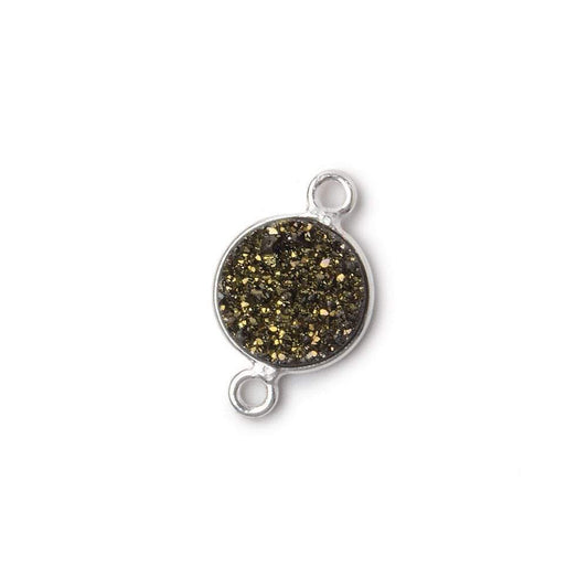 10mm Silver .925 Bezel Metallic Bronze Drusy Coin Connector 1 piece