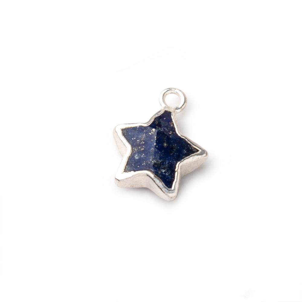 10mm Silver Leafed Lapis Lazuli Faceted Star Focal Pendant 1 piece