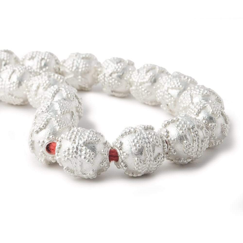 10mm Silver Plated Copper Roval Bead Miligrain Triangle 8 inch 18 pieces