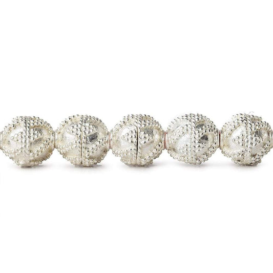 10mm Sterling Silver Plated Copper Bead  Miligrain Triangle and Swirl 8 inch 19 pcs