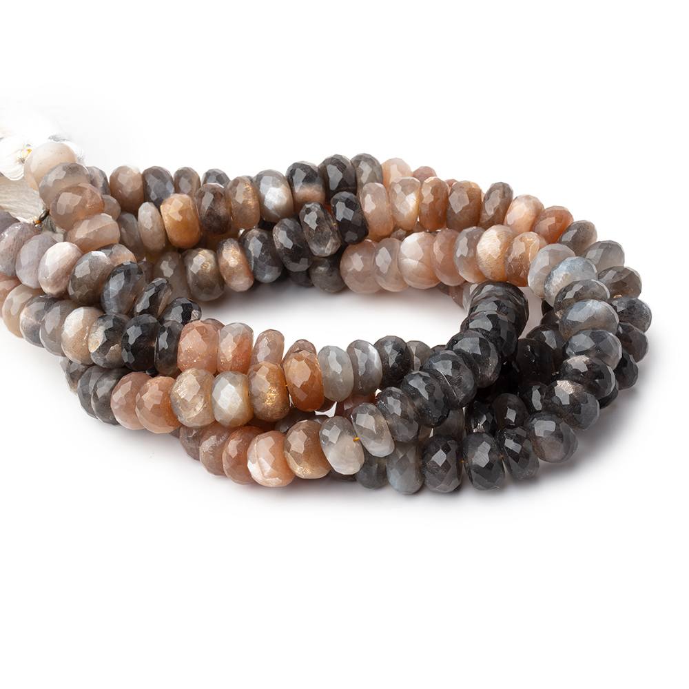 10mm Sunstone & Moonstone Faceted Rondelle Beads 10 inch 45 pieces