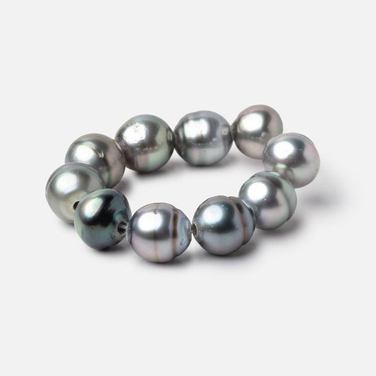 10mm Tahitian 2mm Large Hole Saltwater Pearls 4 inch 9 Beads A