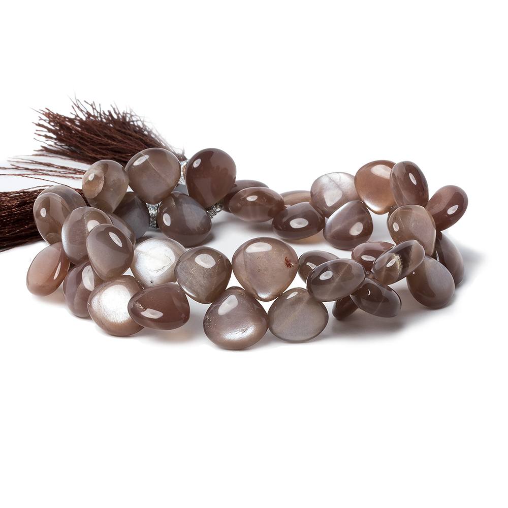 8mm Chocolate Brown Moonstone plain heart beads 8 inch 46 pieces