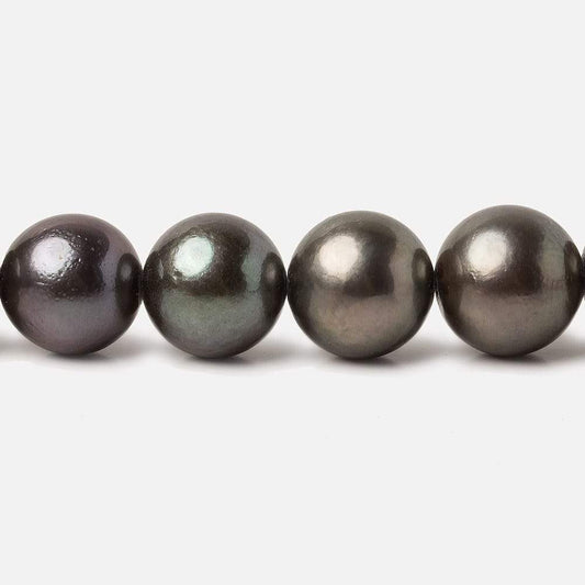 10x10-12x11.5mm Peacock Tahitian Round Saltwater Pearls 16 inch 38 pieces A