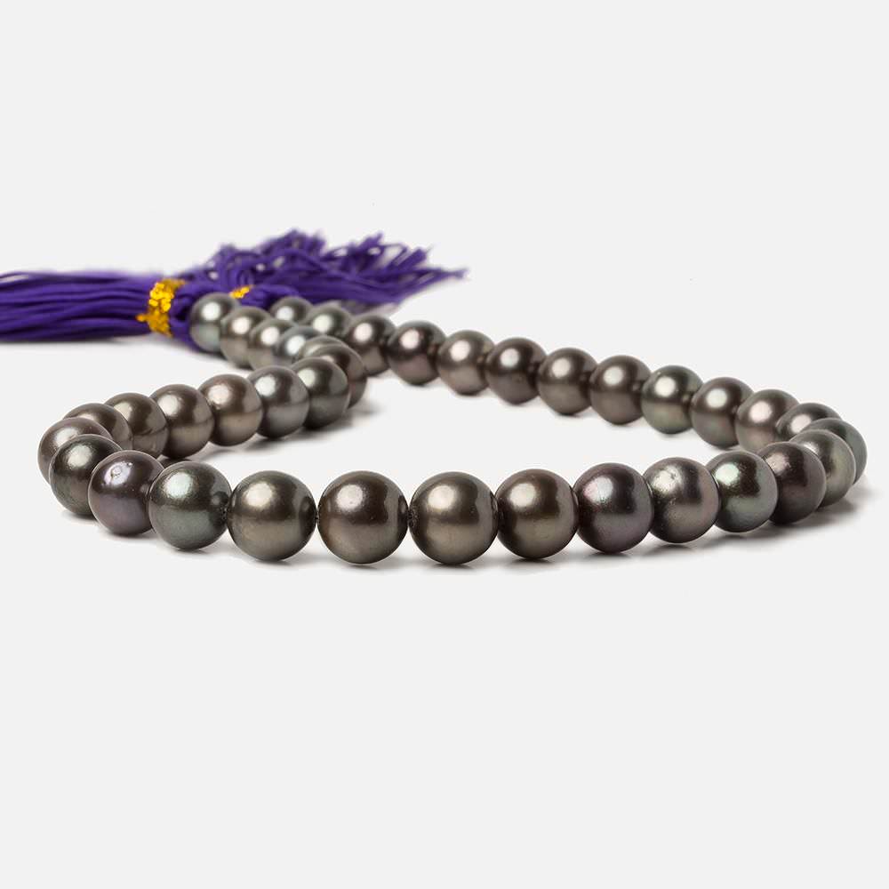 10x10-12x11.5mm Peacock Tahitian Round Saltwater Pearls 16 inch 38 pieces A