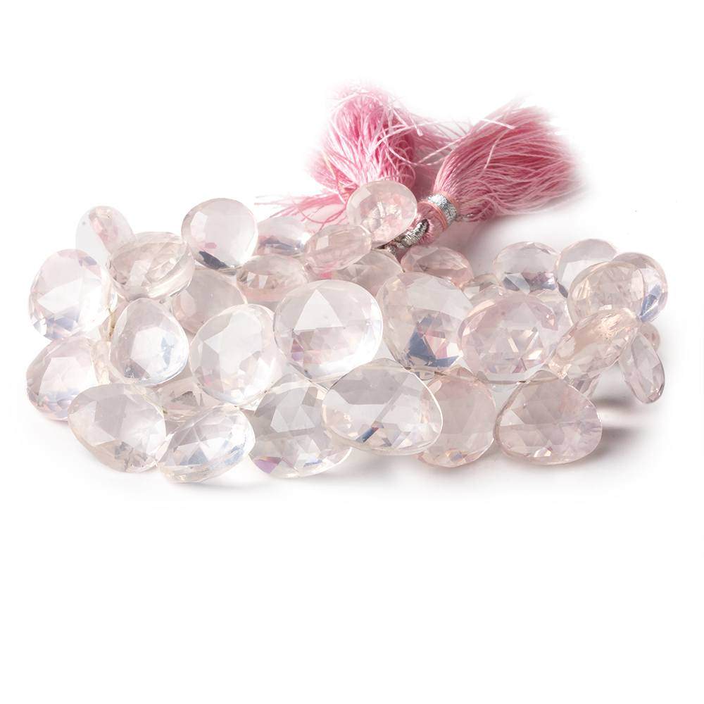 10x10-14x14mm Rose Quartz Faceted Hearts 8 inch 40 beads AA