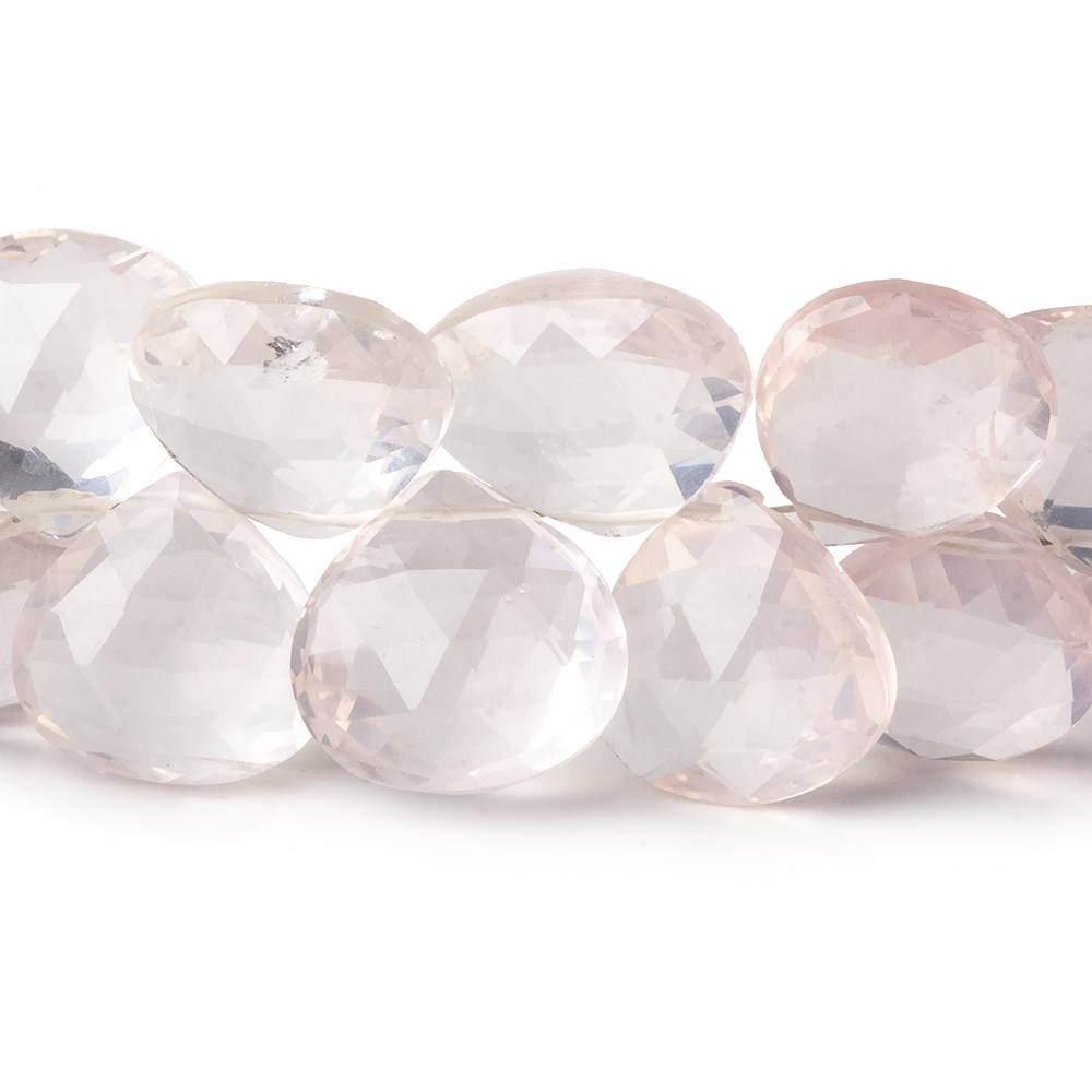 10x10-14x14mm Rose Quartz Faceted Hearts 8 inch 40 beads AA