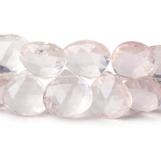10x10-14x14mm Rose Quartz Faceted Hearts 8 inch 40 beads AA