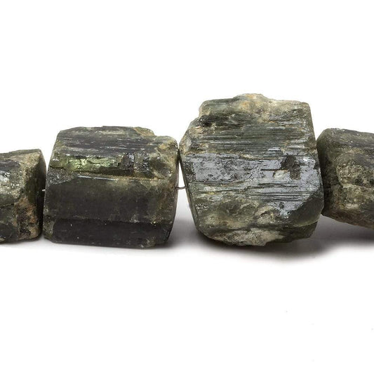 10x10-20x21mm Chrome Diopside Straight Drilled Natural Crystal 7.5 inch 13 pieces