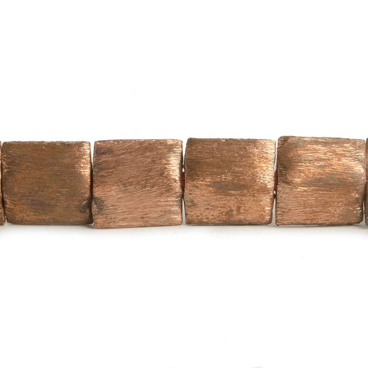 10mm Copper Brushed Square Beads 8 inch 20 pieces