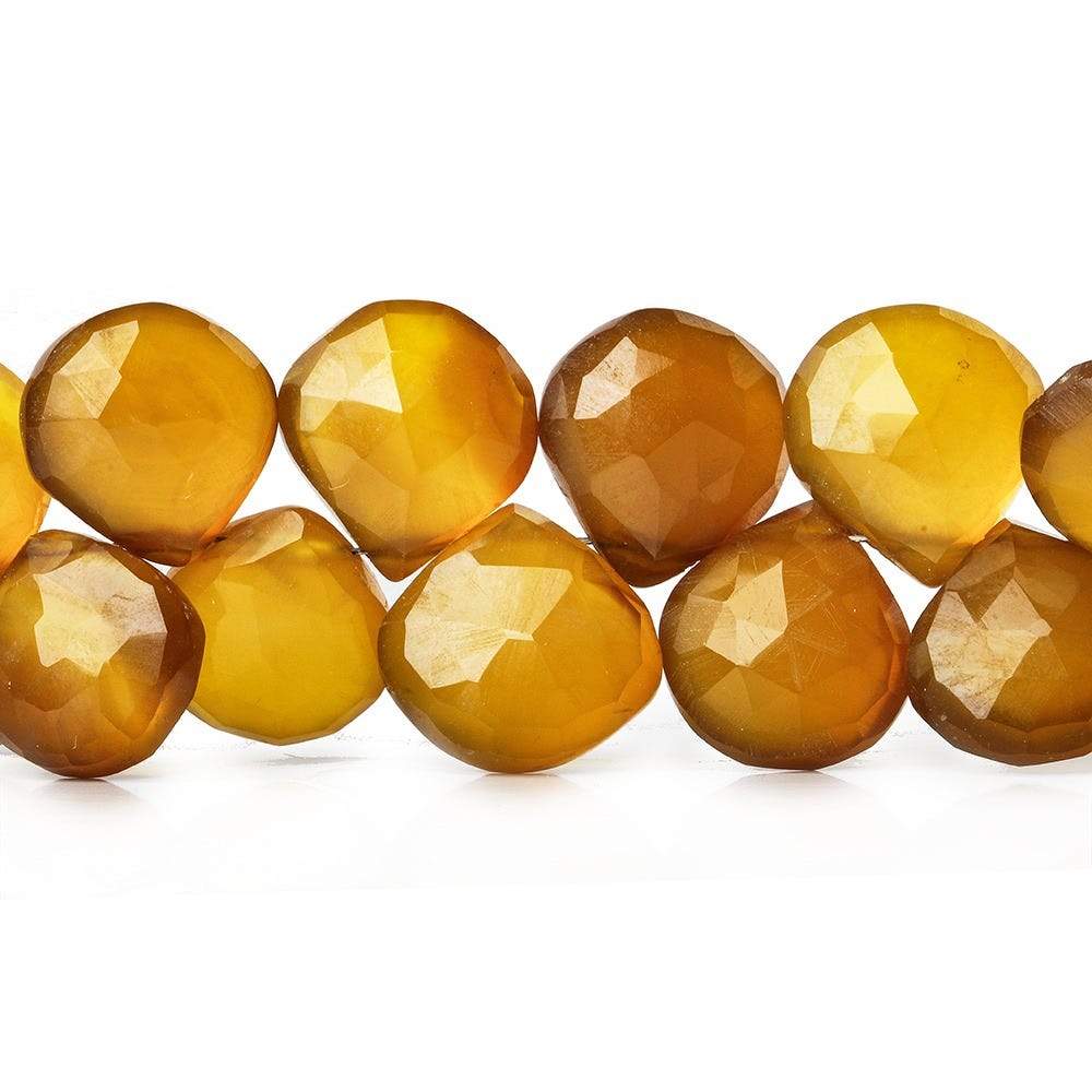 10x10mm Golden Amber Chalcedony faceted hearts 8 inch 40 pcs