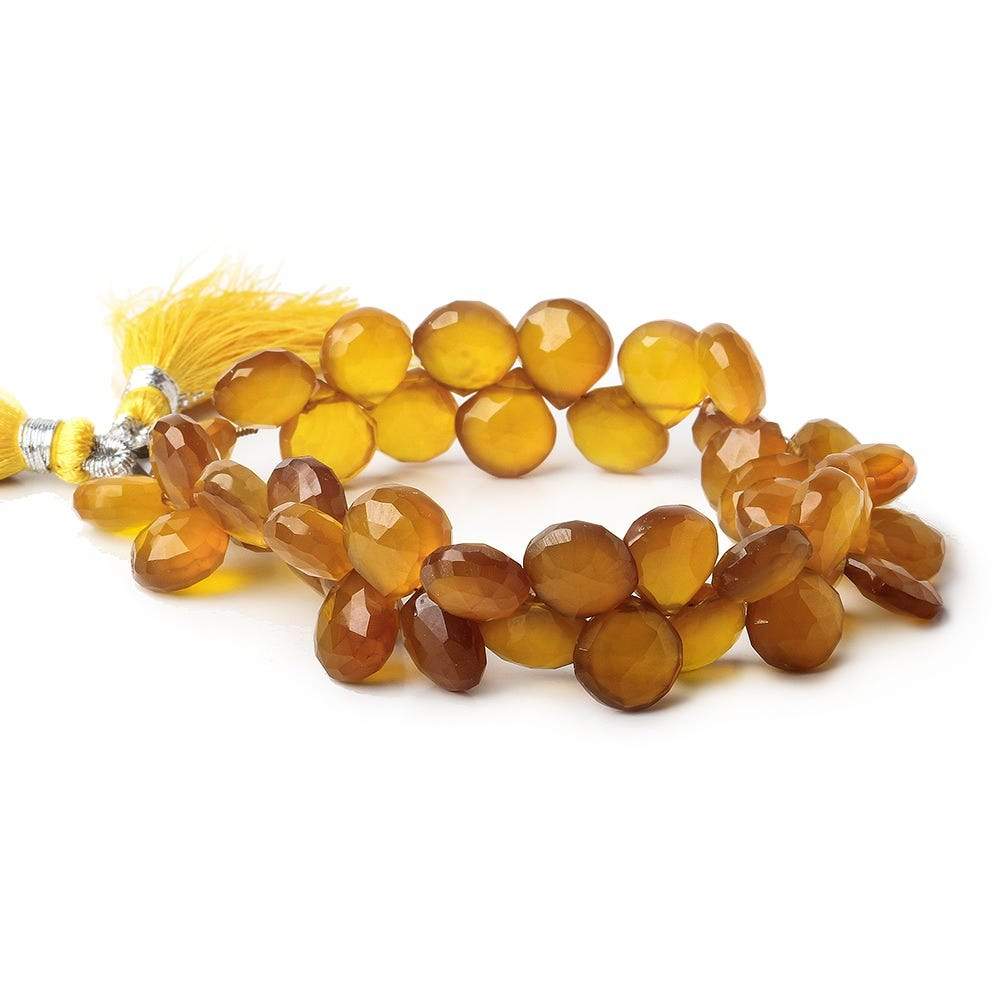 10x10mm Golden Amber Chalcedony faceted hearts 8 inch 40 pcs