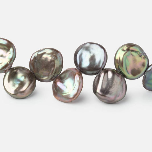 10x10mm Green Peacock Top Drill Keshi Freshwater Pearls 15 inch 54 Beads