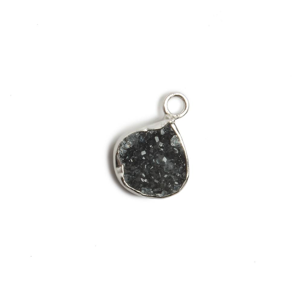 10x10mm Silver Bezel Black Drusy Heart 1 ring Charm Pendant 1 piece