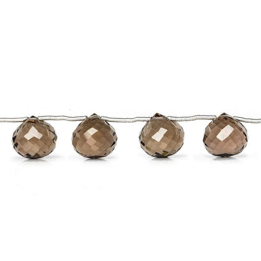 10x10mm Smoky Quartz `Candy Kiss` Beads 8 inch