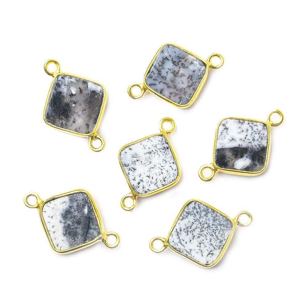 10x10mm Vermeil Bezel Dendritic Opal Square Connector 1 piece