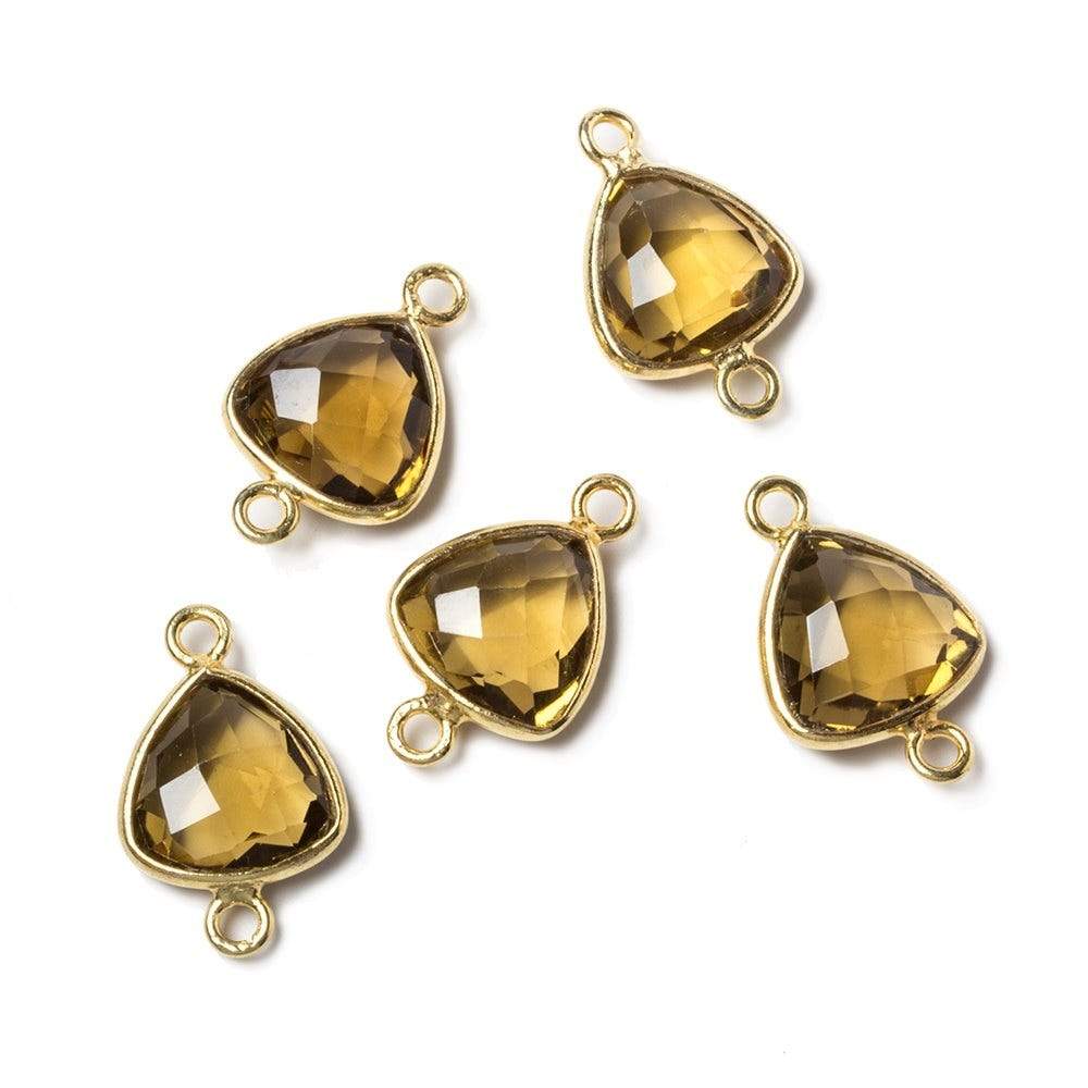 10x10mm Vermeil Bezeled Whiskey Quartz trillion Connector 1 piece