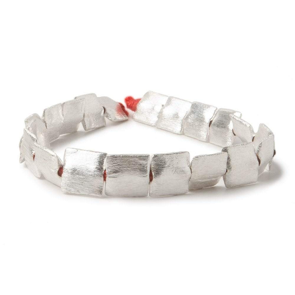 10mm Silver Plated Brushed Square Beads 8 inch 20 pieces