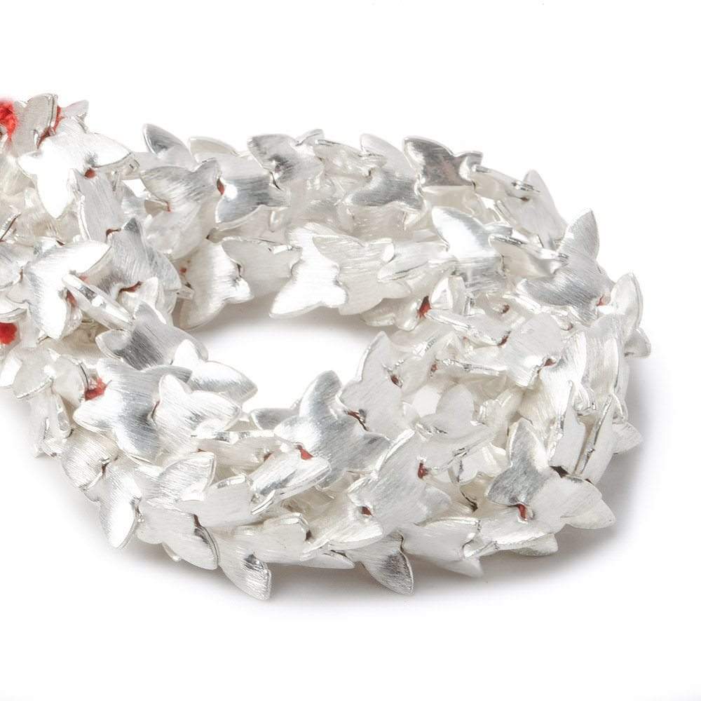 10x12mm Sterling Silver Plated Copper Butterfly Brushed Bead 8 inch 35 pcs