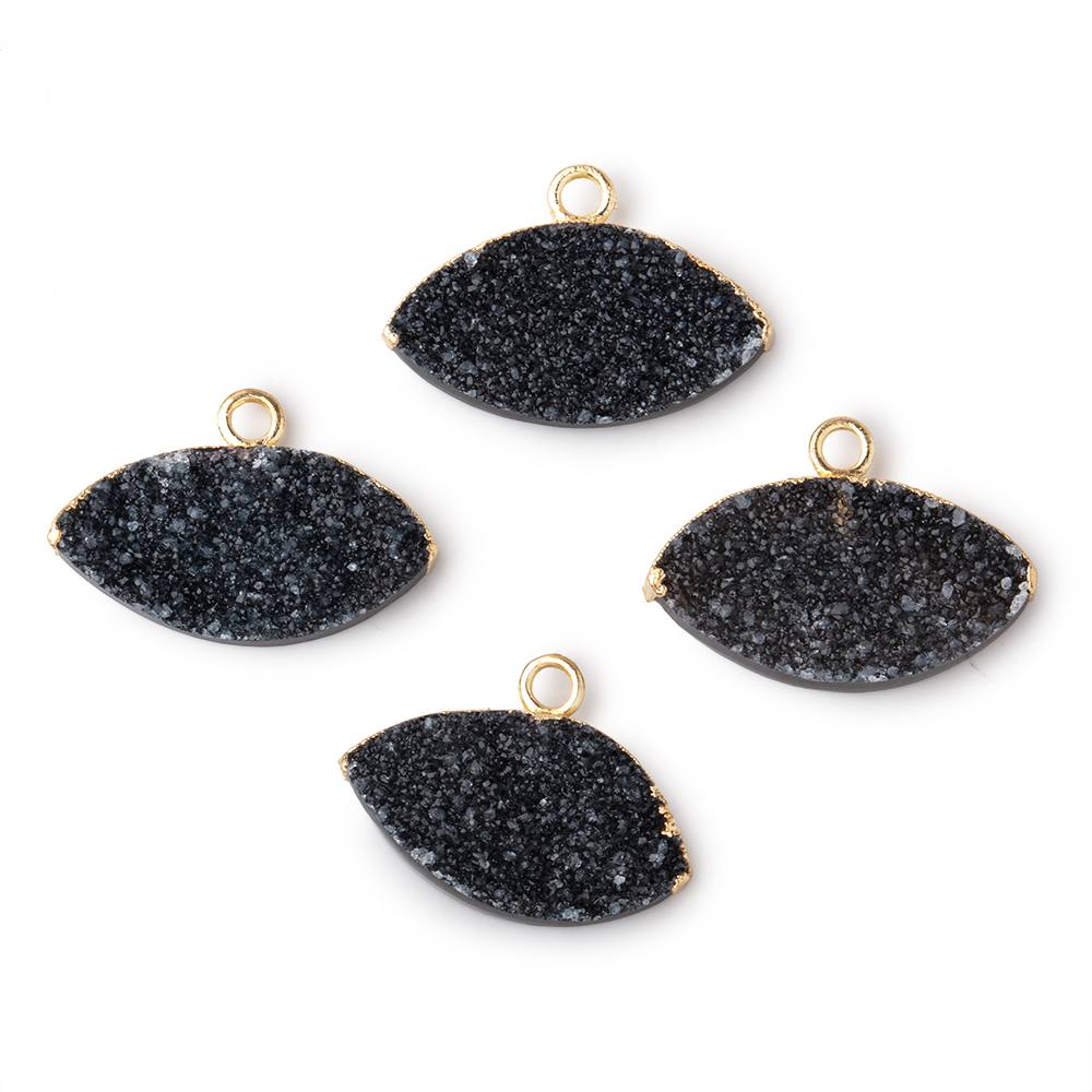 10x19mm Gold Leafed Black Drusy Marquise Focal Pendant 1 piece