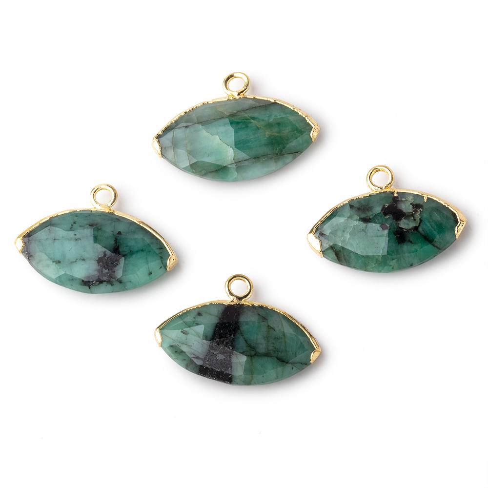 10x19mm Gold Leafed Emerald Faceted Marquise Focal Pendant 1 piece