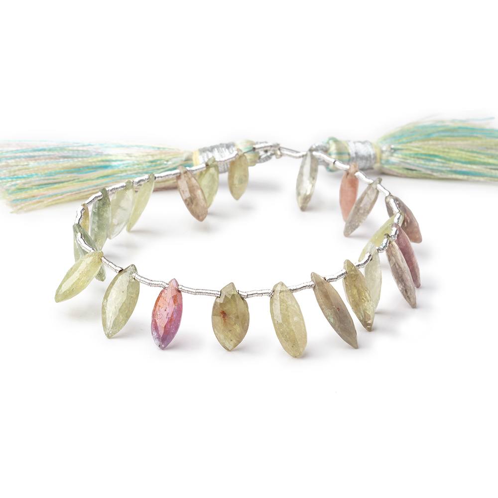 10x4-14x6mm Multi Color Sapphire Faceted Marquise Beads 7 inch 22 pieces