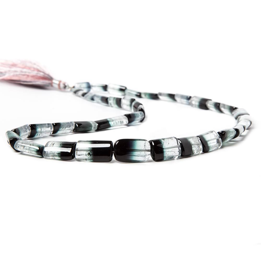 10x5-15x10mm Colorless and Indicolite Tourmaline plain tube 37 beads 18 inch