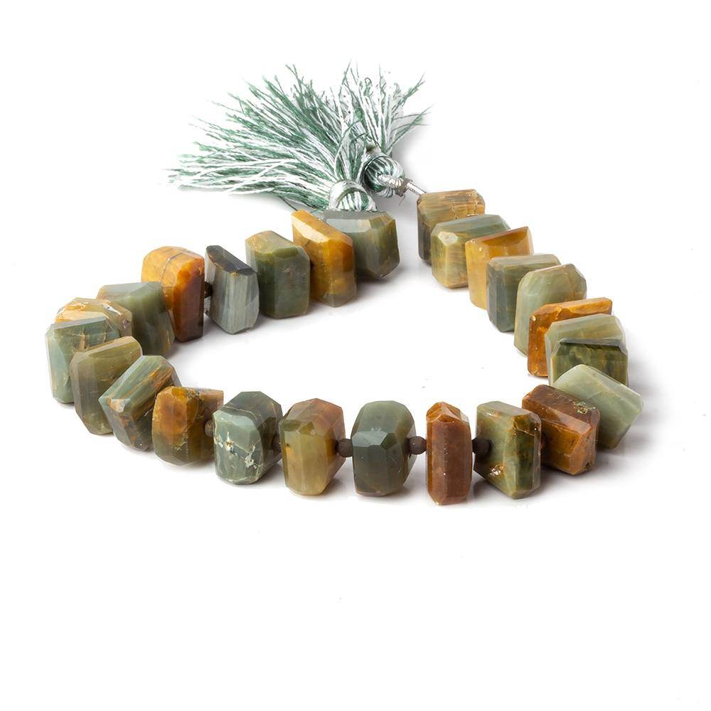 10x6-11x6mm Cat's Eye Green Quartz Center Drilled Nuggets 8 inch 26 pcs AA