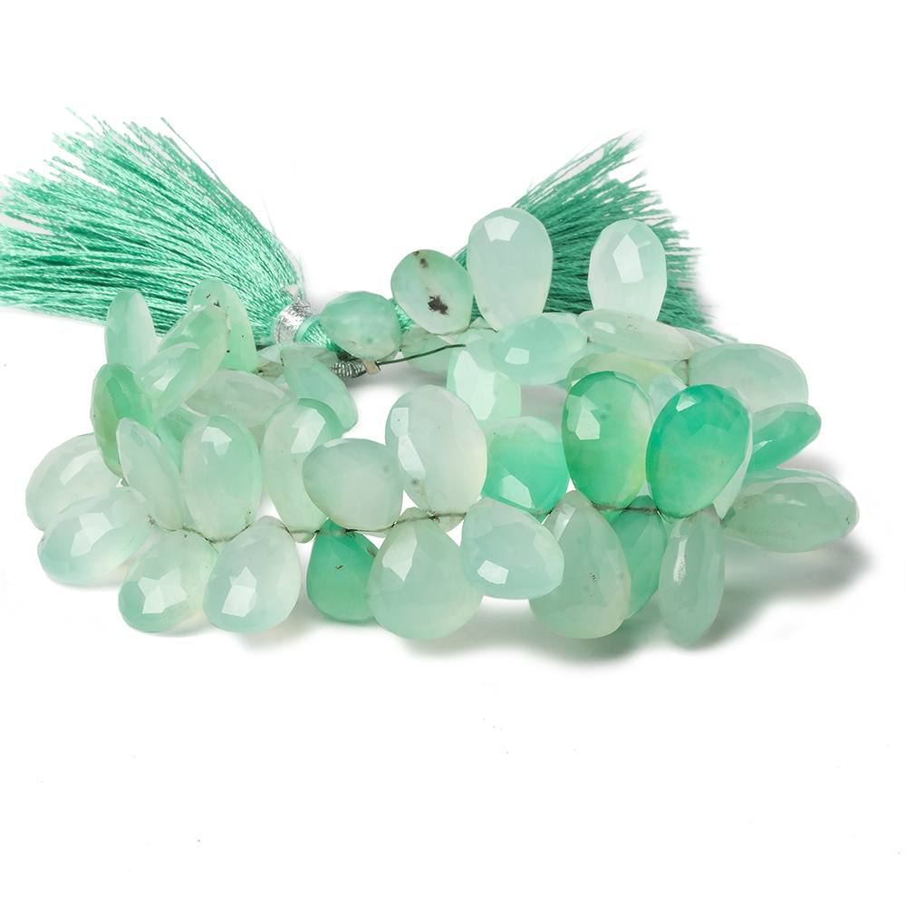 10x6-14x9mm Mint Green Chalcedony faceted pear beads 7.5 inch 55 pieces