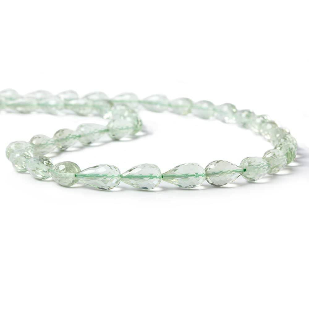 9x6-12x7mm Prasiolite Straight Drilled Tear Drop Beads 16 inch 42 pieces