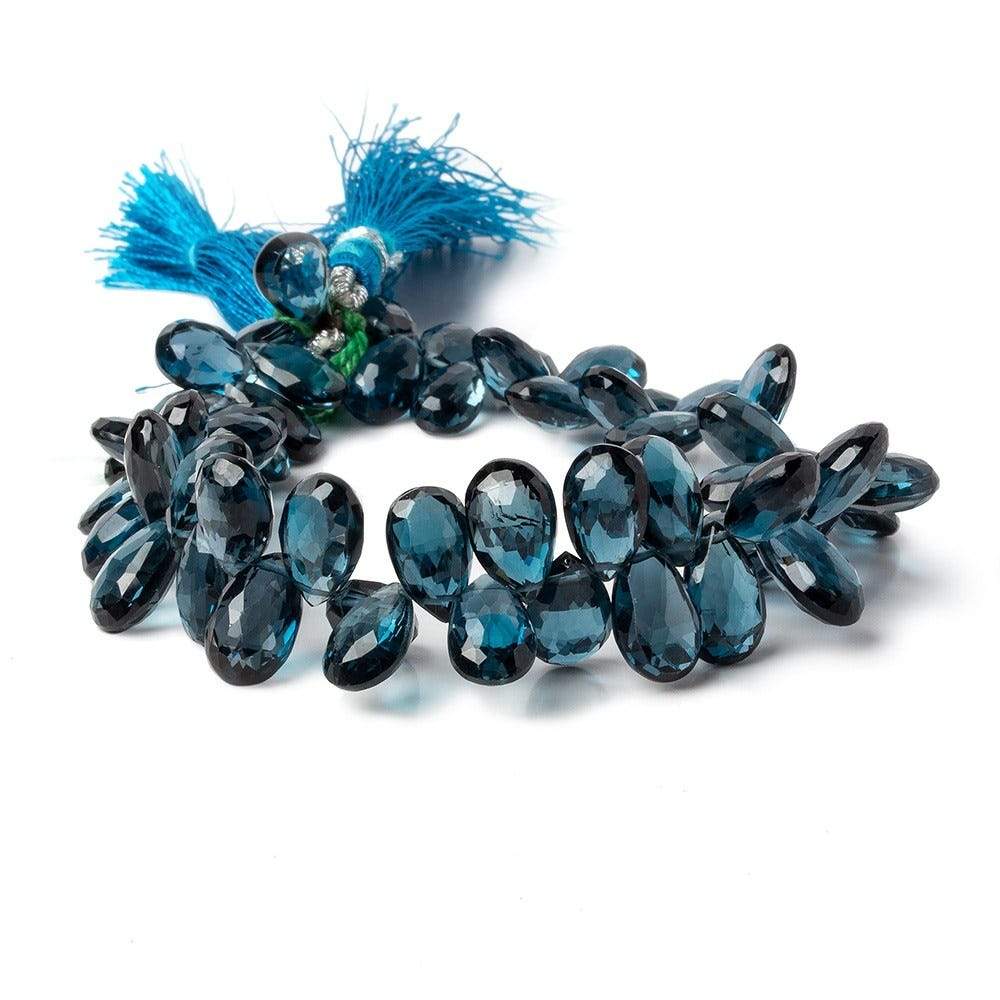 10x7-13x7mm London Blue Topaz faceted pear beads 8 inch 55 pieces AAA