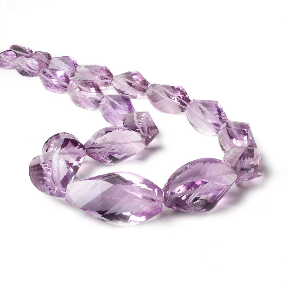 10x7-35x17mm Pink Amethyst straight drilled twist beads 15.5 inch 20 pieces AA