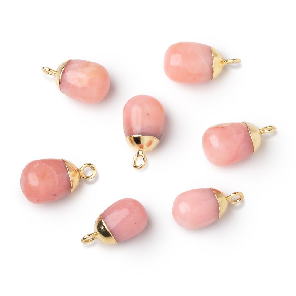 10x7mm Gold Leafed Pink Peruvian Opal Plain Nugget 1 Pendant