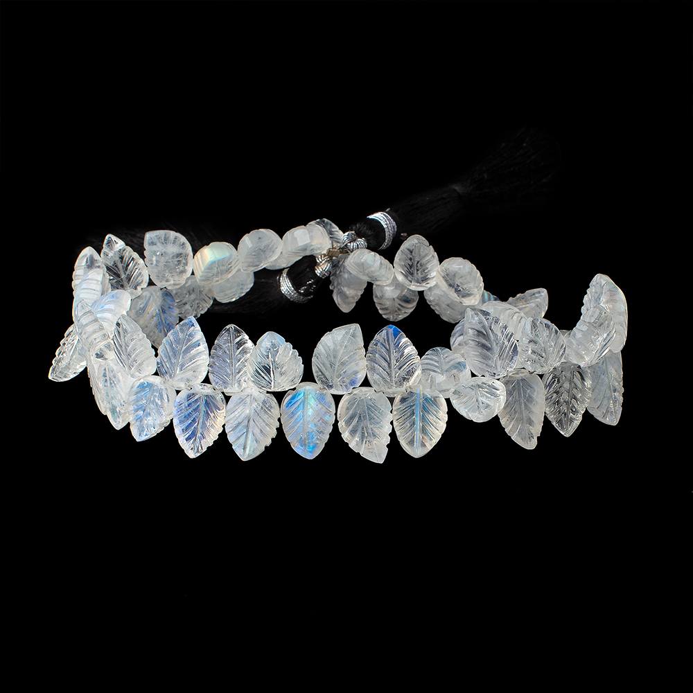 10x8-11.5x8mm Rainbow Moonstone hand carved leaf beads 8.5 inch 56 pieces AAA
