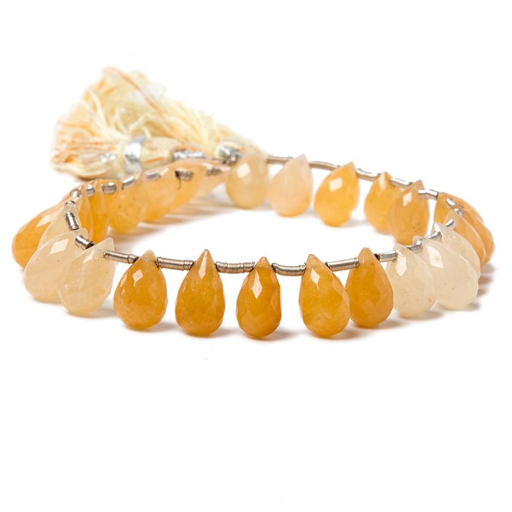 10x8-12.5x8.5mm Aragonite faceted tear drop beads 8 inch 23 pieces