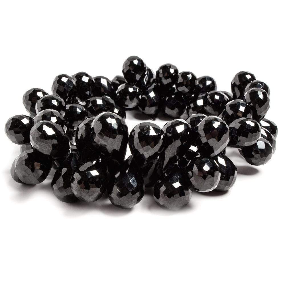 10x8-12x8mm Black Spinel Faceted Tear Drop Briolette 8 Inch 60 pieces