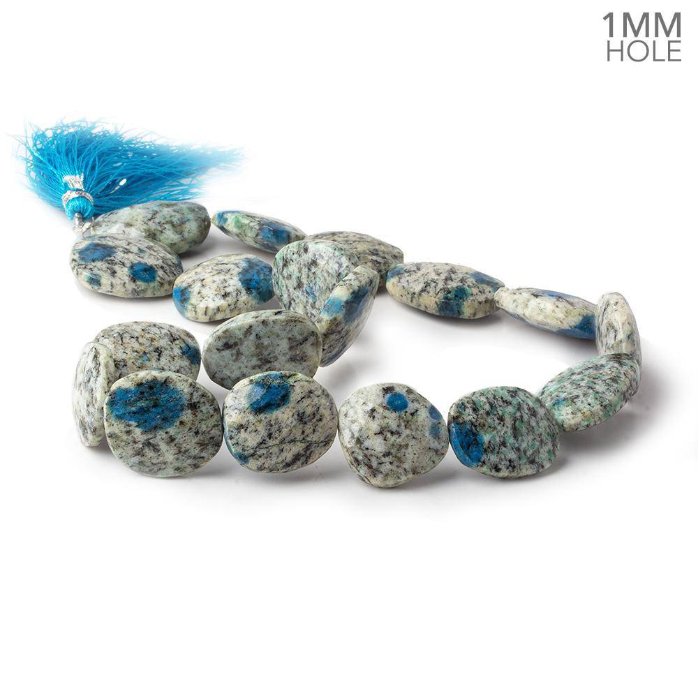 10x8-13x8mm K2 Azurite Granite "K2 Jasper" faceted ovals 8 inch 16 beads 1mm large hole