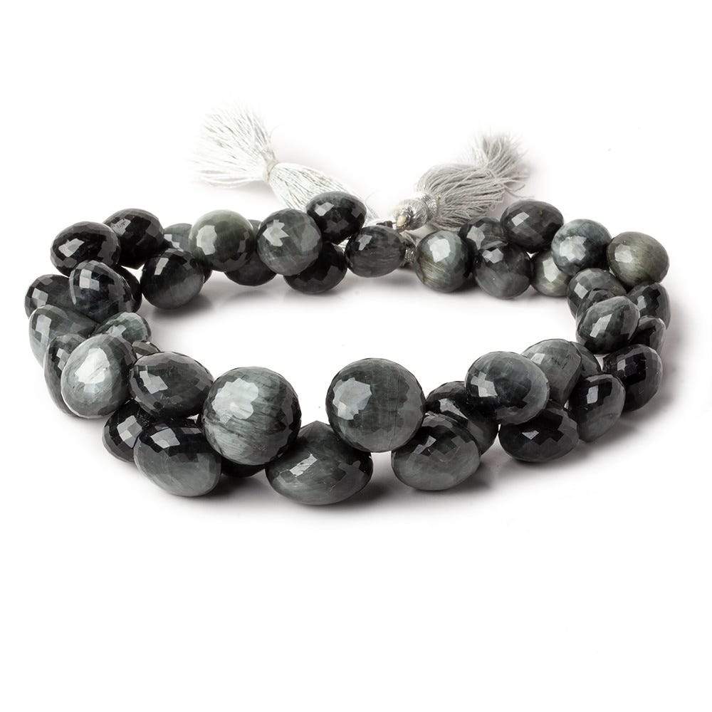 10x8-15x12mm Black Tiger's Eye Faceted Candy Kiss beads 9.5 inch 47 pieces A grade