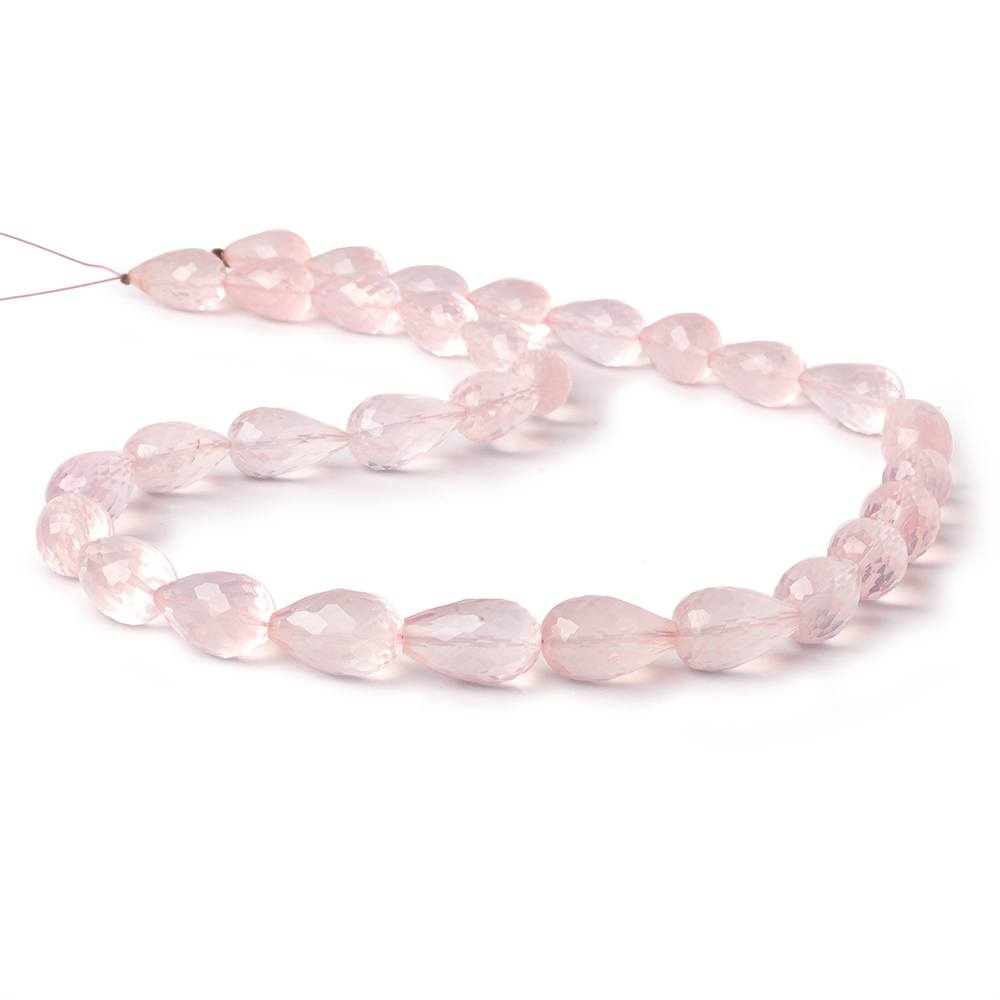 9x7-14x7mm Rose Quartz straight drilled faceted tear drops 16 inch 35 pieces