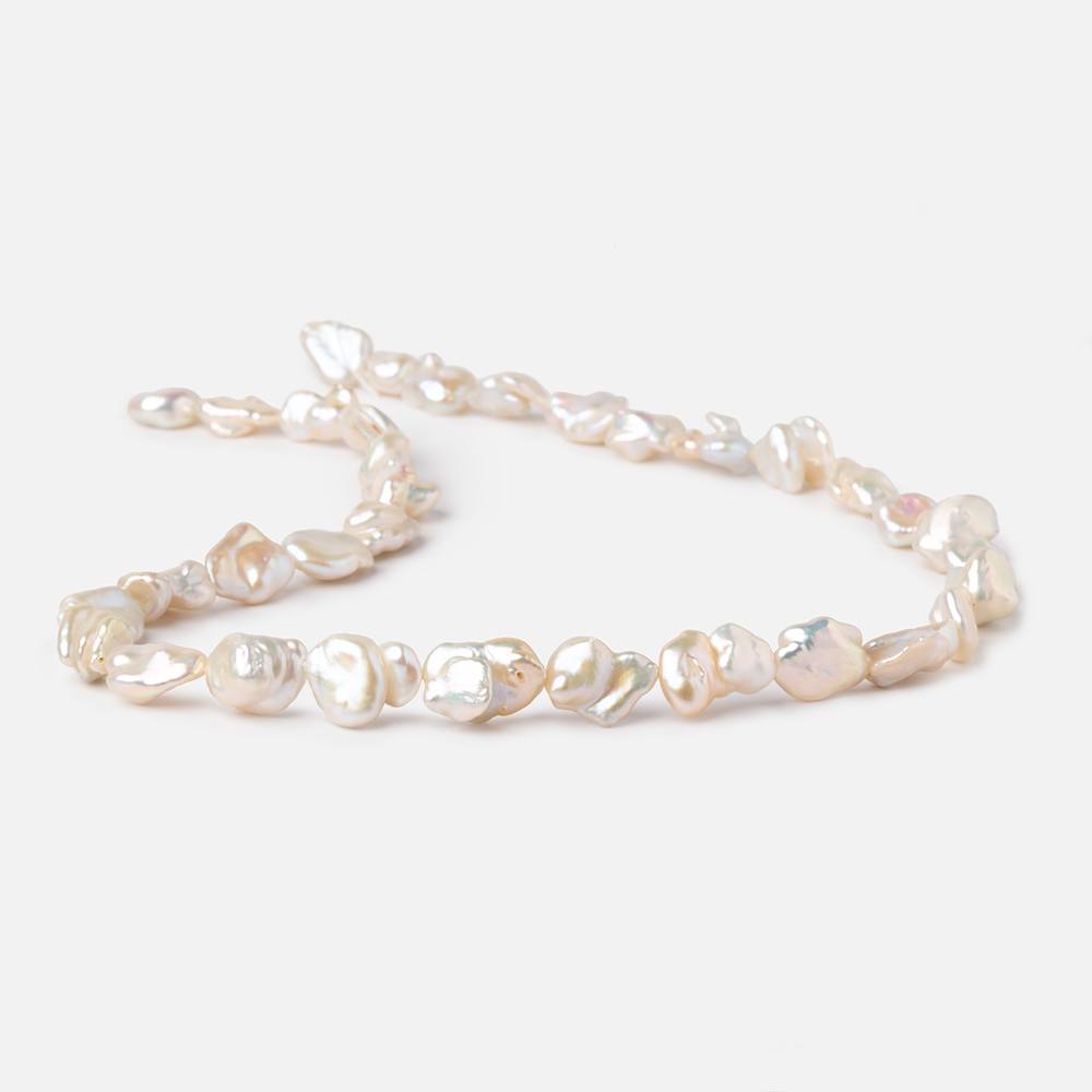 10x8.5-13x9mm Peach Keshi Freshwater Pearls 16 inch 30 beads AA