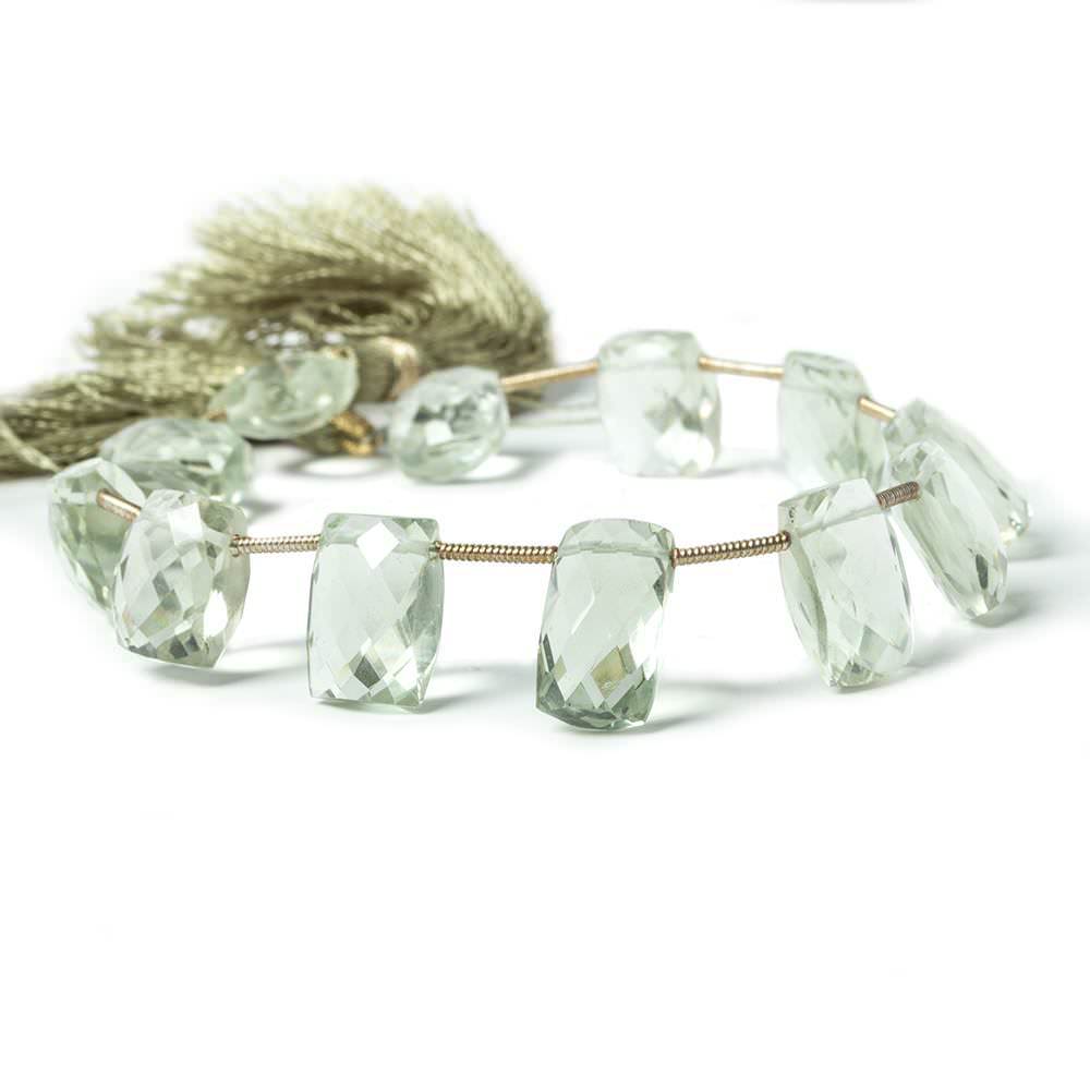 10x8mm-13x9mm Prasiolite Top Drilled Faceted Cushions 8 inch 13 pieces