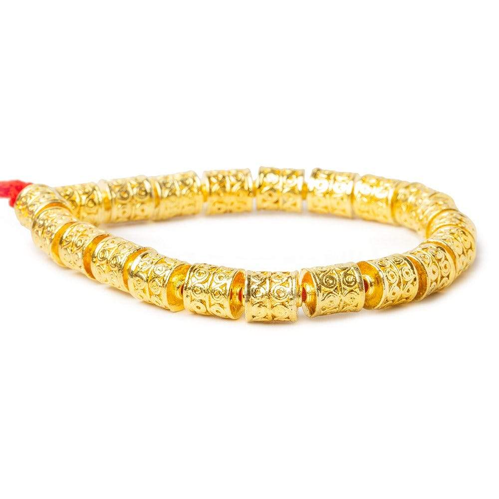 10x8mm 22kt Gold Plated Copper Bead Wave Scroll Cylinder Tube 8 inch 20 pieces