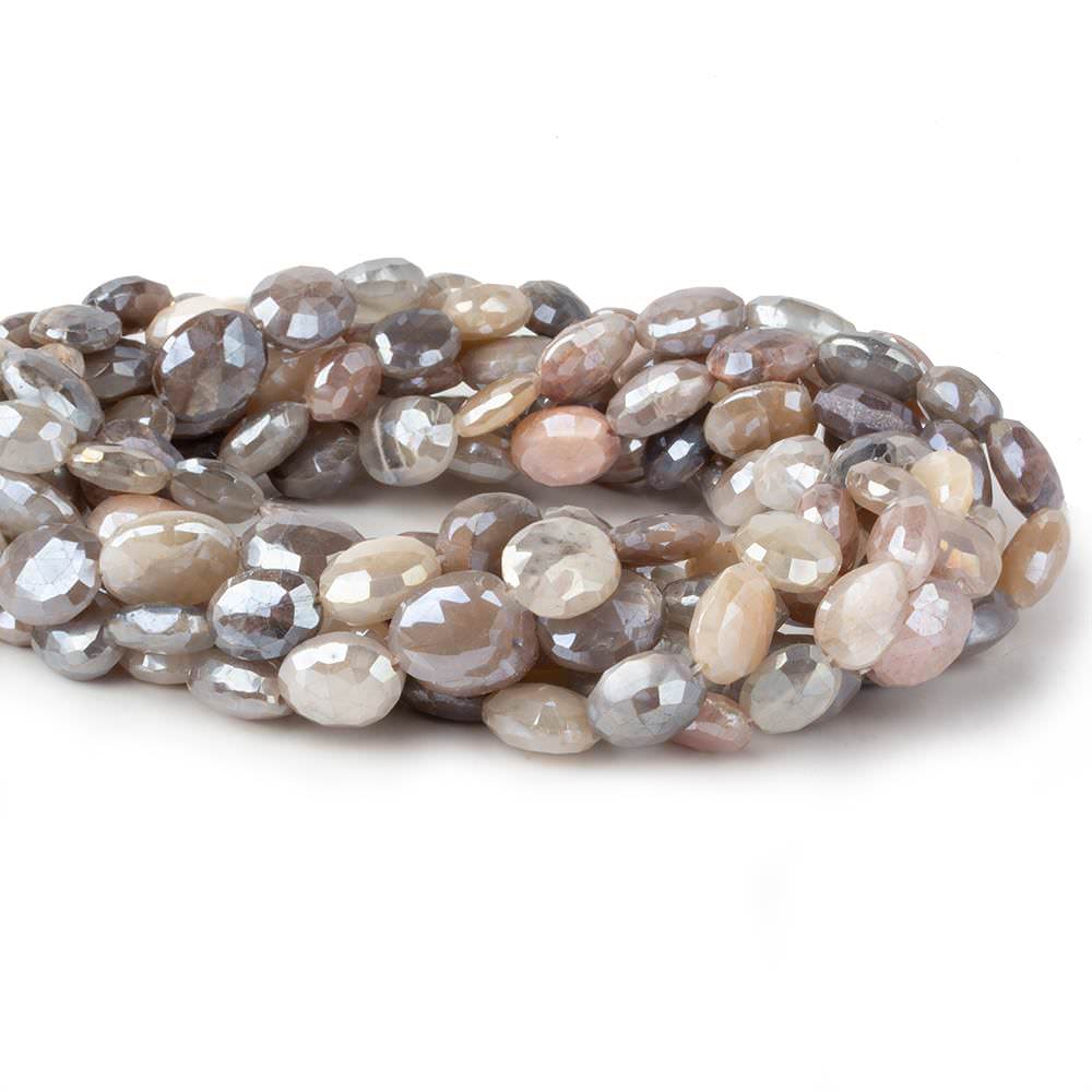 10x8mm Mystic Multi Color Moonstone faceted ovals 14 inch 32 beads