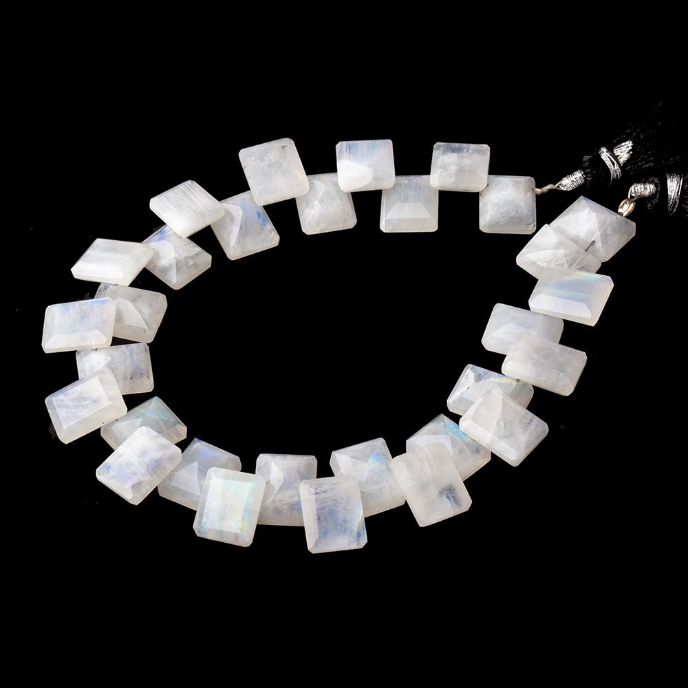 10x8mm Rainbow Moonstone Emerald Cut Rectangles 7.5 inch 30 Beads AA