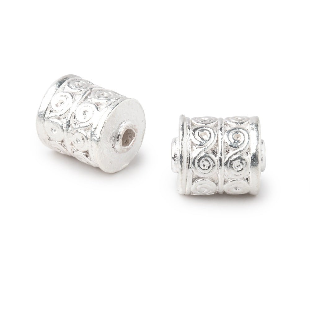 10x8mm Silver Plated Copper Wave Scroll Tube Set of 2 Beads