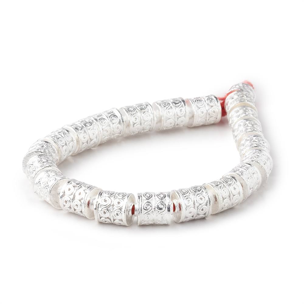 10x8mm Sterling Silver Plated Copper Wave Scroll Tube 8 inch 20 Beads